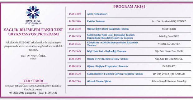 2026-2027 EĞİTİM-ÖĞRETİM YILI ORYANTASYON PROGRAMI