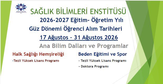 2026-2027 Eğitim-Öğretim Yılı Güz Dönemi Öğrenci Alımı