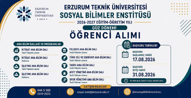 2026-2027 Eğitim-Öğretim Yılı Güz Dönemi Öğrenci Alımı