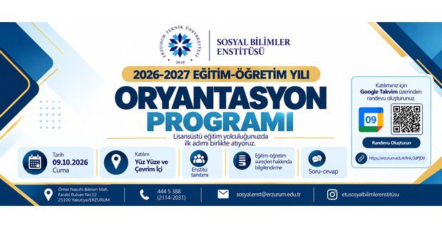 2026-2027 Eğitim-Öğretim Yılı Oryantasyon Programı 