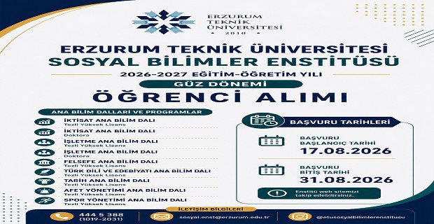 2026-2027 Eğitim-Öğretim Yılı Güz Dönemi Öğrenci Alımı
