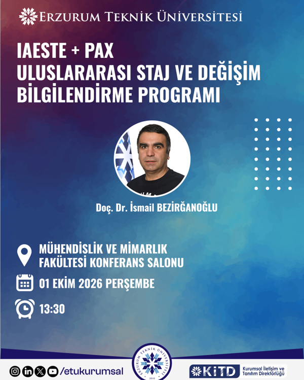 Etkinlik görseli: IAESTE + PAX Uluslararası Staj ve Değerlendirme Programı