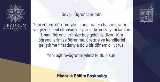 Yeni Eğitim Öğretim Yılı Tebriği