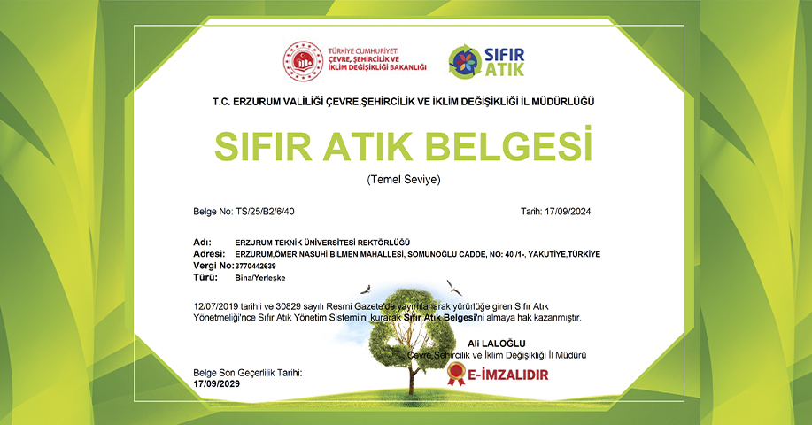 ETÜ’nün Çevre Dostu Olduğu Tescillendi 