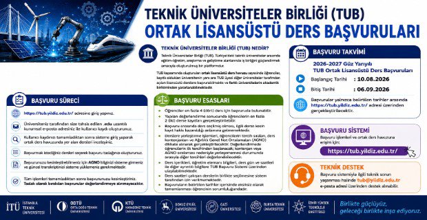 Teknik Üniversiteler Birliği Kapsamında Diğer Yükseköğretim Kurumundan Ders Alma Başvuruları Başladı