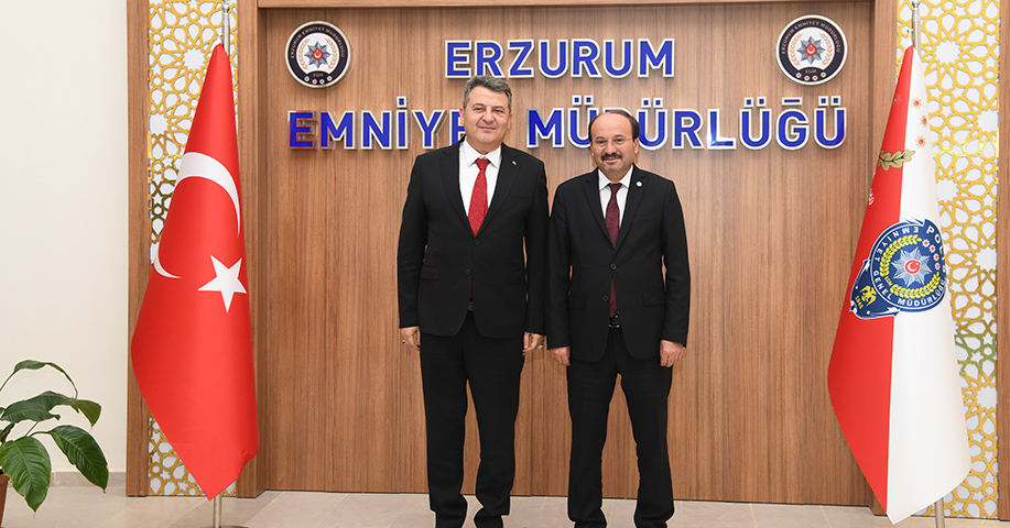 Rektör Çakmak’tan Erzurum İl Emniyet Müdürüne Hayırlı Olsun Ziyareti