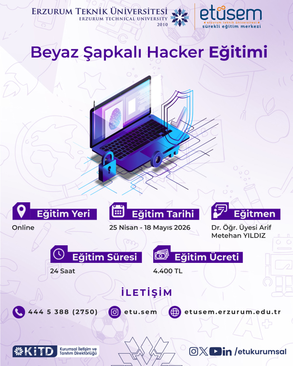 Etkinlik görseli: Beyaz Şapkalı Hacker Eğitimi