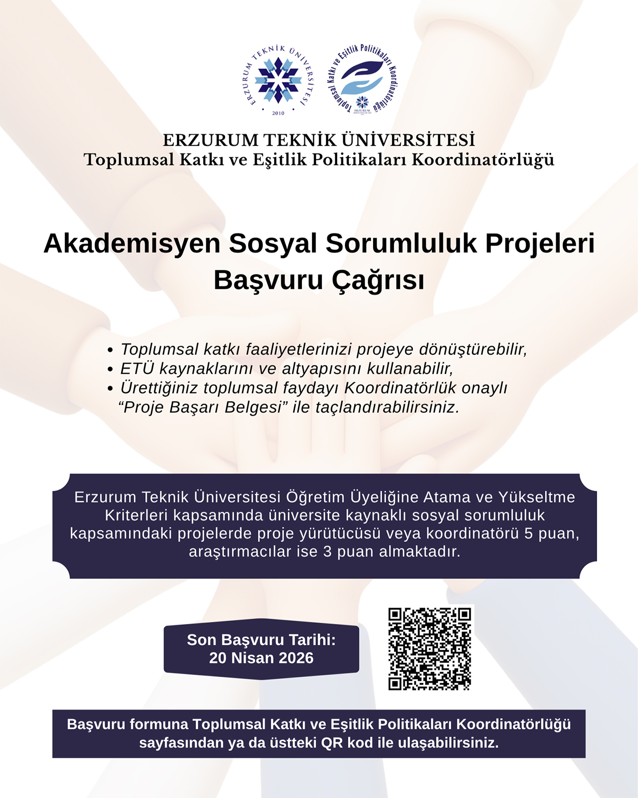 Akademisyen Sosyal Sorumluluk Projeleri Başvuru Çağrısı