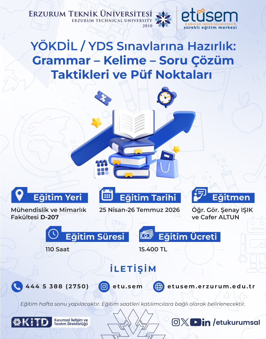 YÖKDİL / YDS Sınavılarına Hazırlık: Grammar - Kelime - Soru Çözüm Taktikleri ve Püf Noktaları Eğitimi