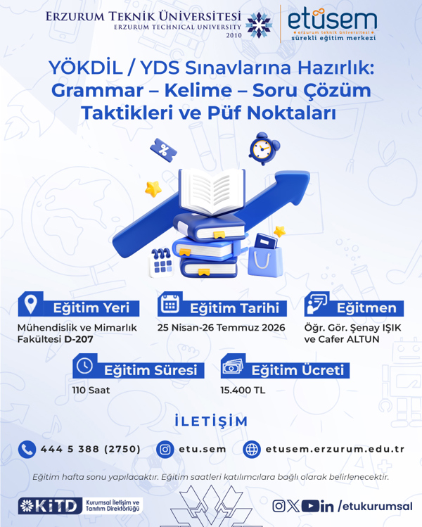 Etkinlik görseli: YÖKDİL / YDS Sınavılarına Hazırlık: Grammar - Kelime - Soru Çözüm Taktikleri ve Püf Noktaları Eğitimi