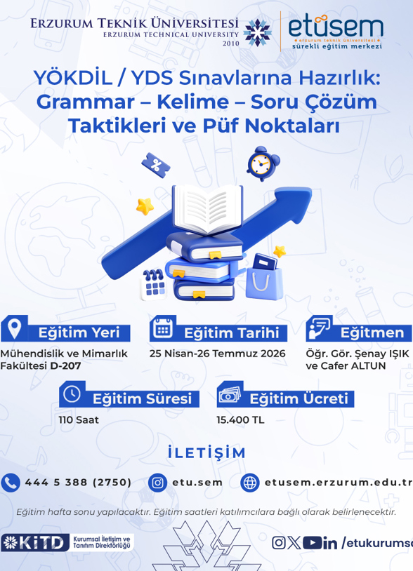 YÖKDİL / YDS Sınavılarına Hazırlık: Grammar - Kelime - Soru Çözüm Taktikleri ve Püf Noktaları Eğitimi event image