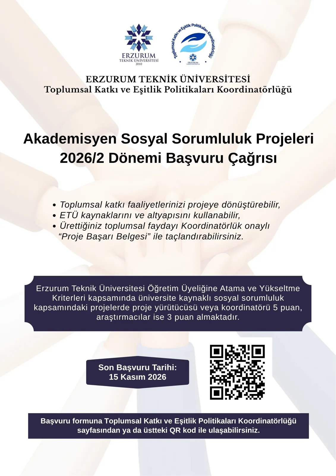Akademisyen Sosyal Sorumluluk Proje Çağrısı (2026/2 Dönemi)