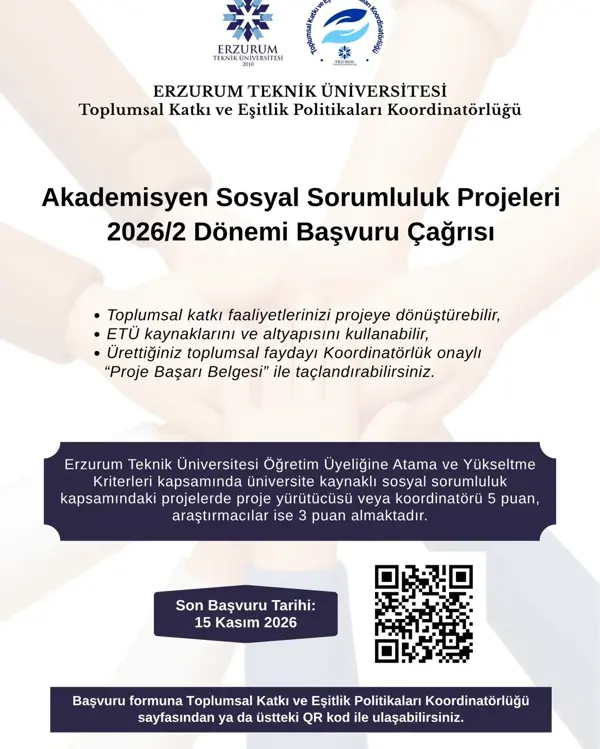 Etkinlik görseli: Akademisyen Sosyal Sorumluluk Proje Çağrısı (2026/2 Dönemi)