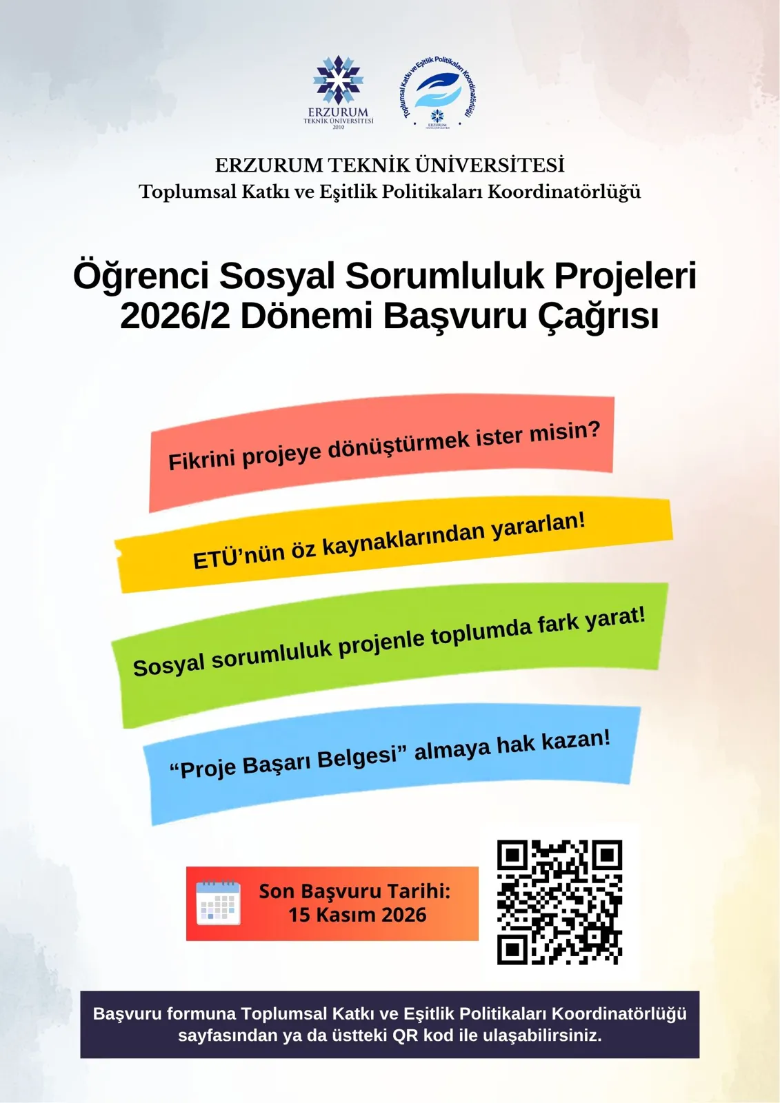 Öğrenci Sosyal Sorumluluk Proje Çağrısı (2026/2 Dönemi)