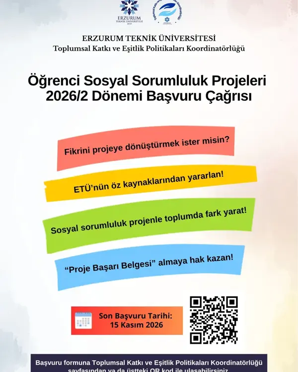 Etkinlik görseli: Öğrenci Sosyal Sorumluluk Proje Çağrısı (2026/2 Dönemi)